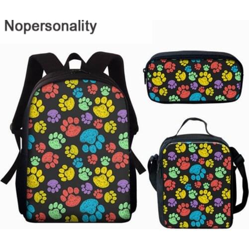 Nopersonality School Bags for Kids 3pcs Dog Paws Print School Bag Sets Children Primary Preppy Mochila Students School Rucksack