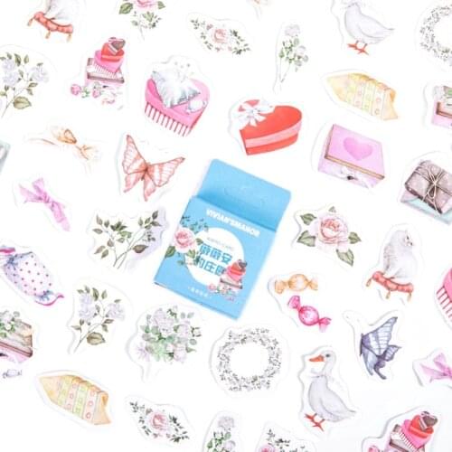 46 pcs/box Girls' Manor series Journal Decorative Stickers Scrapbooking Stick Label Diary Stationery Album flower Stickers