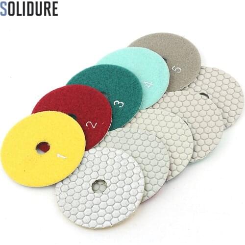 5pcs/set 4 inch 100mm diamond dry 5 step polishing pads Diamond Granite Polishing Tool Marble Concrete Grinding