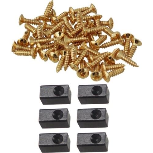 50 Pieces Guitar Bass Screws Parts for Scratchplates Pickguard, Gold & 6 Pieces Guitar Tremolo Bridge Saddle Clamp Pressure Lock