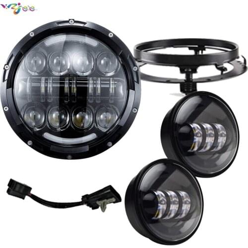 Motorcycle accessories Round 1 pcs 7 inch Round LED Headlight +2pc fog light+ 1 pcs bracket.Universal motorcycle