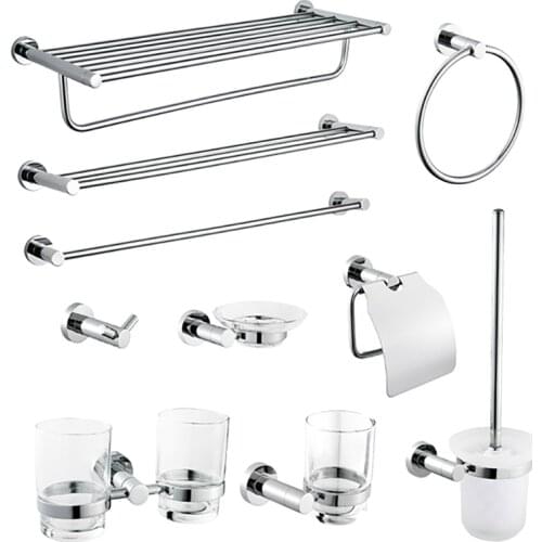 Bathroom Accessories Stainless Steel Polished Towel Shelf Toilet Paper Holder Soap Holder Towel Rack Toothbrush Holder Robe Hook