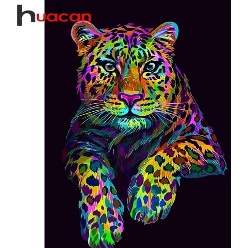 Huacan Full Diamond Embroidery Leopard 5D Diamond Painting Animals Mosaic Cross Stitch Set Rhinestone Pictures Home Decor