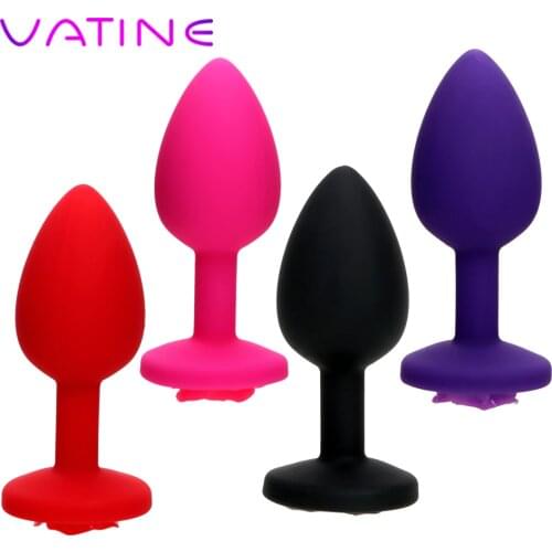 VATINE Anal Butt Plug Silicone Rose Flower G Spot Stimulator Sex Toys For Women Prostate Massage