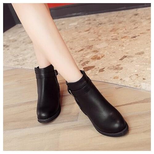 Plus Size 10 11-17 boots women shoes ankle boots for women ladies boots shoes woman winter Zipper thick belt buckle casual