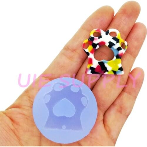 BYL474U 29.5mm x 28.6mm Cat Paw Claw Earrings Necklace Pendant Silicone Mold Resin Jewelry Making Craft Fondant Cake Decoration