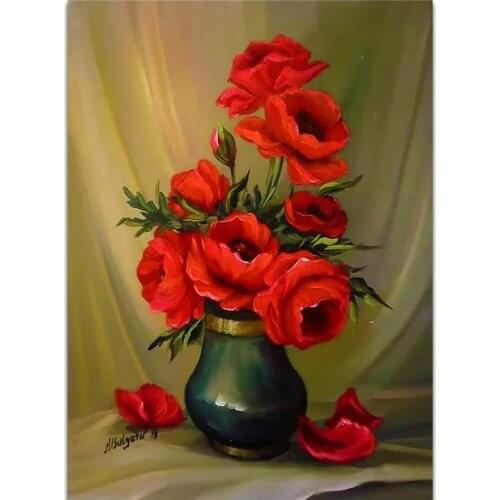 Flower Vase DIY Cross Stitch 11CT Embroidery Kits Needlework Craft Set Printed Canvas Cotton Thread Home Decoration Hot Sale