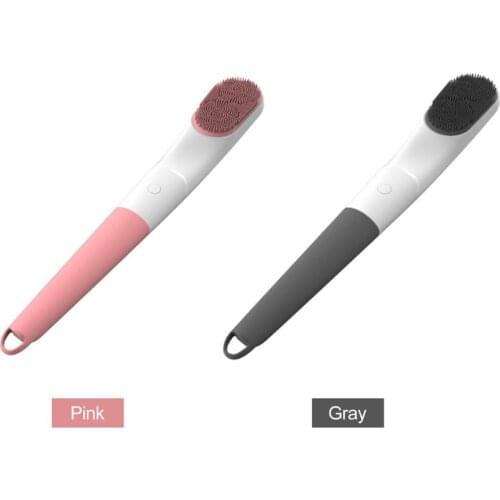 Electric Shower Body Brush Long Handle Massage Spa Bath Brush Silicone Body Scrubber Exfoliating Body Brushes Waterproof Deep