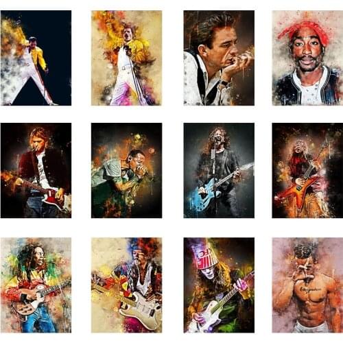 European and American Rock Singer Star Canvas Oil Painting Picture Frame Artist Home Gift Wall Design Background Wall Decoration
