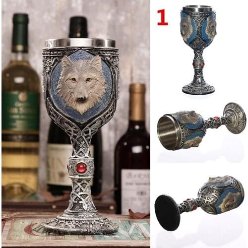 3D Gothic Skull Cup Stainless Steel Resin Fly Dragon Skeleton Design for Bar Party Home Wine Goblet Cups Halloween Gifts