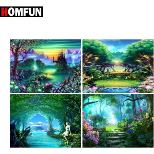 HOMFUN Full Square/Round Drill 5D DIY Diamond Painting "Cartoon landscape" 3D Embroidery Cross Stitch 5D Home Decor