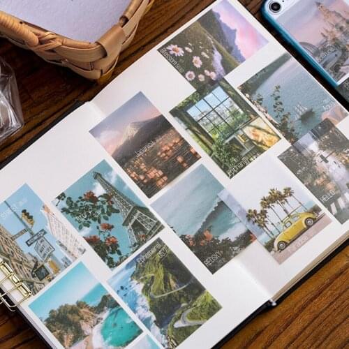 60pcs/Bag Stationery Seal Book Label Scenery Paper Deco Stickers DIY Scrapbooking Diary Decoration Craft Household Supplies
