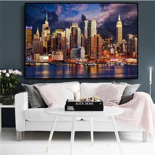 Sunset Cloud New York City Manhattan Building Canvas Painting Posters and Prints Scandinavian Wall Art Picture for Living Room