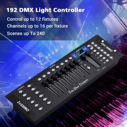 DMX512 Light Controller Console Panel 192CH Programming Function Sound Activated with LED Screen Antenna for Stage DJ Pubs Bar