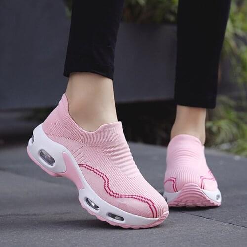 Socks Shoes Womens Shoes Sports Shoes Sneakers Women Vulcanized Shoes Ladies Solid Color Casual Slip-On Sneakers For Female