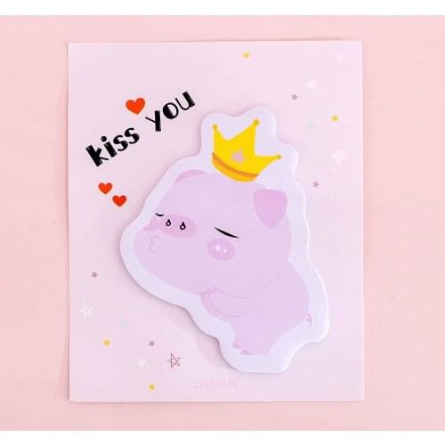 Cute Cartoon Animal Pig Kiss Me Memo Pad Kawaii Sticky Notes for Kids Planner Message Sticker School Office Supplies Wholesale