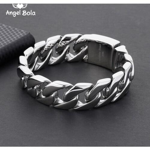 Men Heavy 20MM Wide Mens To Buddha Bracelets 2018 Bicycle Chain Wristband Fashion New Link Chain Stainless Steel Bangles