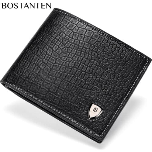 BOSTANTEN Mens PU Leather Bifold Wallet Zipper Coin Purse Wallet For Men