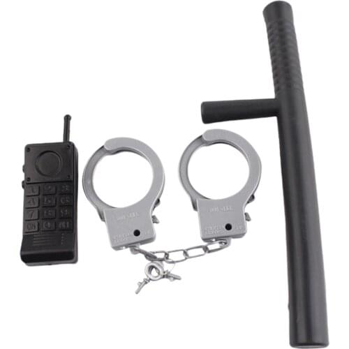 Simulation Policeman Set Baton Interphone Handcuffs Child Costume Boys Toys