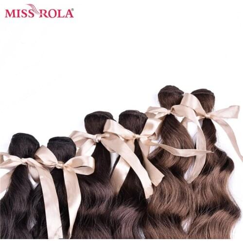 Miss Rola 2# Long Wavy Hair Weave 6 Bundle Deals a Lot Kanekalon Synthetic Hair Extensions Heat Resistant Fiber 16-20inch