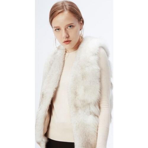 ETHEL ANDERSON Natural Full Pelt Vulpes Lagopus Fox Fur Vest In Real Fur Women Genuine Fox Gilet Winter Medium Waiscoat Female