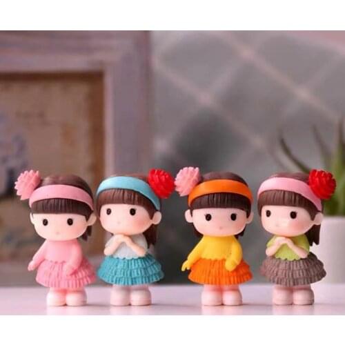 New 4PCS Pretty Pure Girl Figurine Bonsai Decorative Mini Fairy Garden People Statue Moss Ornaments Resin Craft Home Decoration