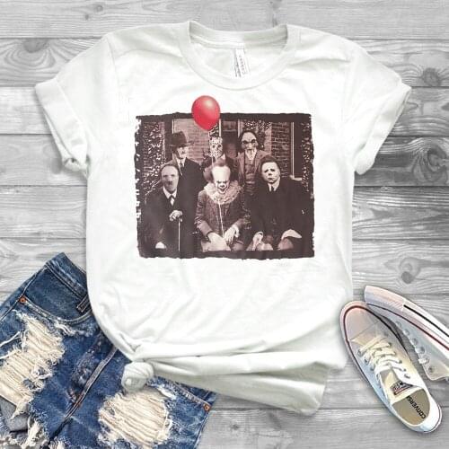 New Halloween Shirt Horror Character Friends T-shirt Funny IT Spooky Clown Jason Squad Graphic Tees Horror Movie Unisex Shirts
