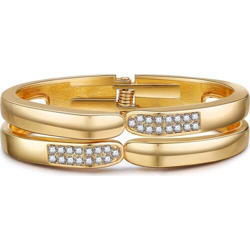 ORNAPEADIA Wholesale Simple Fashion Bracelet One Word Double Layer Symmetrical Bracelet Ladies Light Luxury Smooth Cuff Bangles