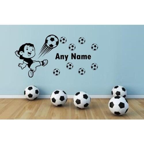 Personlized Name With kid Football Wall Stickers For Kids Room Custom Boy Name Baby Room wall Decal Removable Vinyl Mural D619