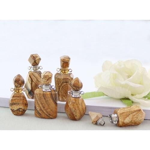 1PC Picture Stone Pendants Essential Oil Diffuser bottle pendant Perfume Bottle Pendants for Necklace Making