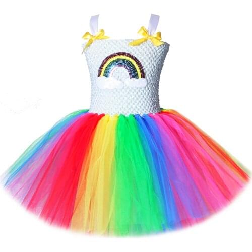Rainbow Tutu Dress Girl Kids Princess Dresses for Little Girls Christmas Dress for 1-12 Years Old Birthday Halloween Costumes