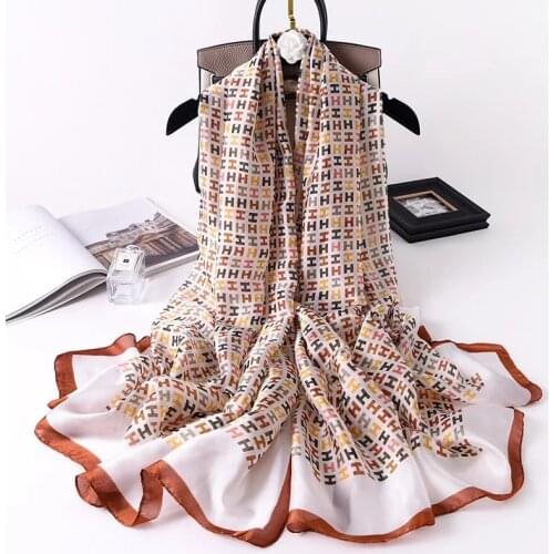 2021 luxury brand women scarf summer silk scarves shawls lady wraps soft pashimina female Echarpe Designer beach stole bandana