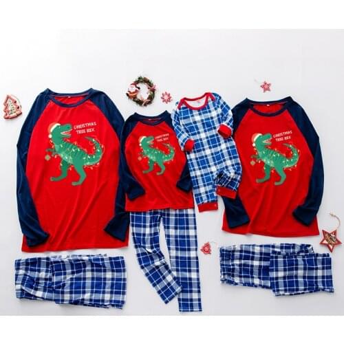 Christmas Parent-Child Pajamas Dinosaur Letter Printing Christmas Family Pajamas Mom and Dad Children Pajamas