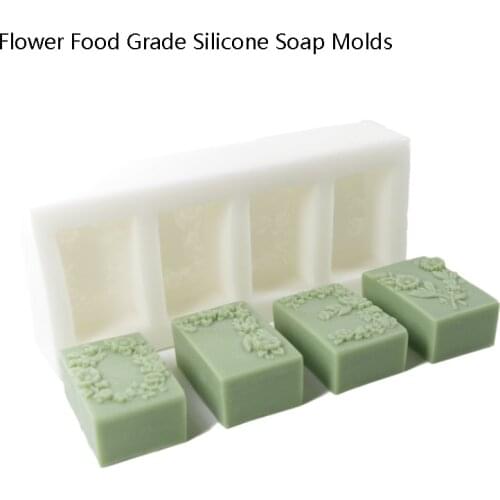4 Shape Flower Silicone Soap Molds DIY Rectangle Clay Craft Art Mold Handmade Soap Making Tools Mousse Chocolate Ice Cream Molds