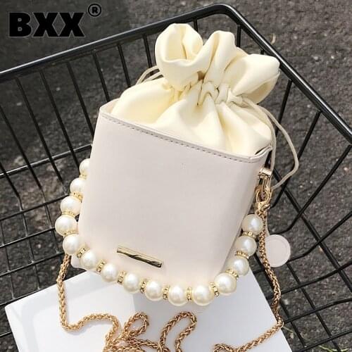 [BXX] Chain PU Leather Crossbody Bags For Women 2021 Box Shaped Elegant Shoulder Handbags Female Travel Cross Body Bag HM659