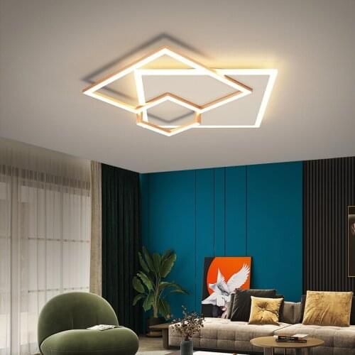 New Led Chandeliers For Bedroom Living Room Kitchen With Remote Control Home Rectangle Gold Modern Ceiling Lamp Lighting Fixture
