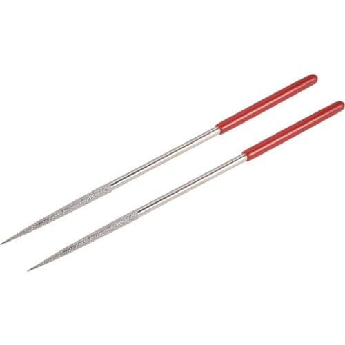 Uxcell 2Pcs 4mm x 160mm Round Diamond Needle File 150 Grit for Metal Glass Stone
