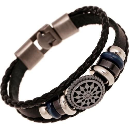 1PC Women Men Bracelet New Fashion Jewelry Leather Crystal Handmade Metal Beaded Bracelet Gift For Girl jewelry couple bracelet