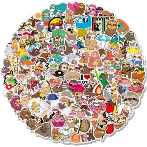10/30/50/100PCS Cute Sloth Graffiti Stickers For Laptop Notebook Skateboard Computer Luggage Cartoon Decal Sticker