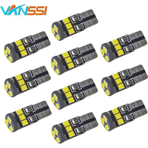 10Pcs W5W 194 168 Car LED Dome Light Bulbs 2835 9SMD White RED Ice Blue Amber Auto License Plate Lights DC12V VANSSI Lamp