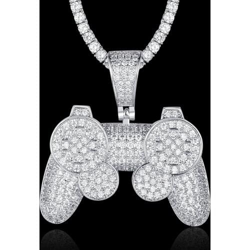 100% Micro Zircon Hip Hop Super Shine Gamepad Pendant Necklace For Men Jewelry Dropshipping Party Iced Out Necklaces