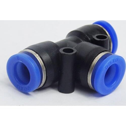 100pcs Free shipping PE4 6 8 10 12MM Pneumatic Push In Tee 3-Way Fitting Plastic Pipe Connector Quick Fitting