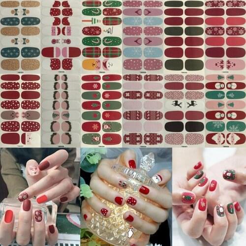 12 Pcs/set Christmas Nail Stickers Santa Claus Elk Snowman Christmas Cartoon DIY Self-adhesive Paper Manicure Tool
