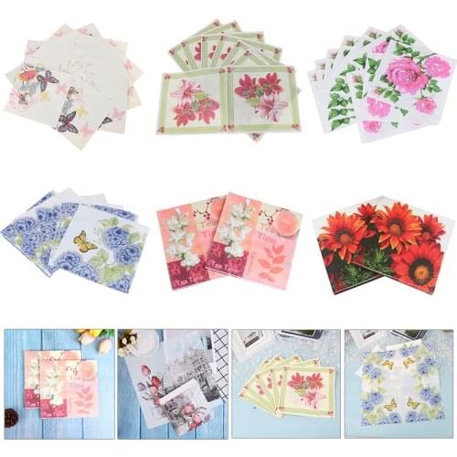 20pcs/set Flowers Rose Butterfly Paper Napkins Cafe&Party Tissue Napkins Decoupage Disposable Napkins Party Decor Decoration