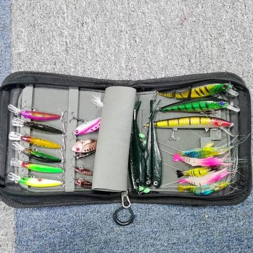 24pcs Full Kit Mixed Hard Plastic Wobblers Metal Spoons Soft Lure Silicone Bait Fishing Tackle Accessories fishing lure set