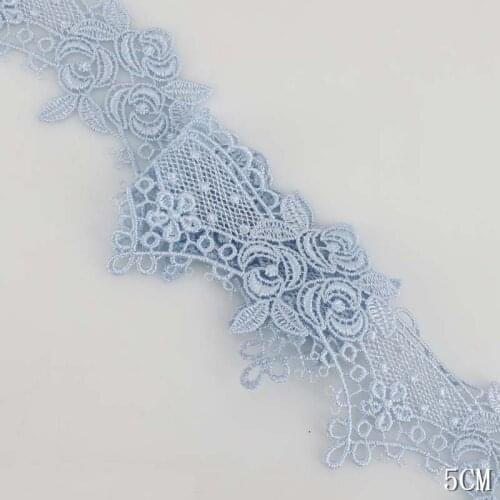 3Yards High Quality Green Blue Black Rose Flowers Venise Wedding Lace Trim Embroidered Patch For Lingerie DIY Crafts Material