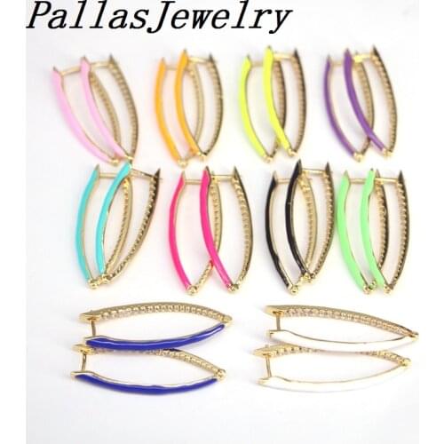 4Pairs, New Fashion Jewelry Enamel Gold-Color V Shaped Earrings for Women Huggie Hoop Earrings 2020 Brincos Gifts