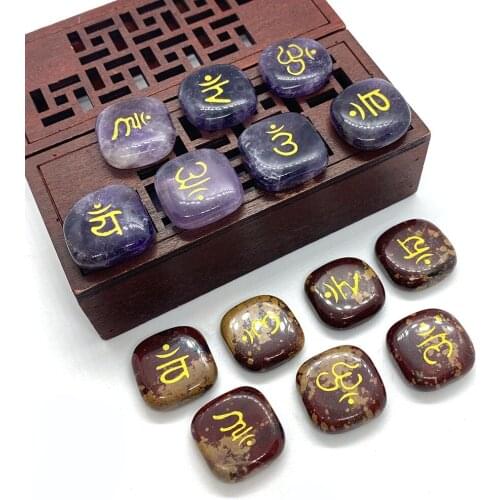 7pcs/set Natural Stone Amethyst Seven Chakras Reiki Stone Divination Stone Crystal Healing Stone Beads for Jewelry Making 20mm