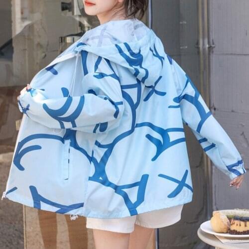 #9123 Retro Thin Summer Hooded Jackets In Women Full Sleeve Loose Sunscreen Jacket Ladies Vintage Tops Girls Hoodie Printing Top