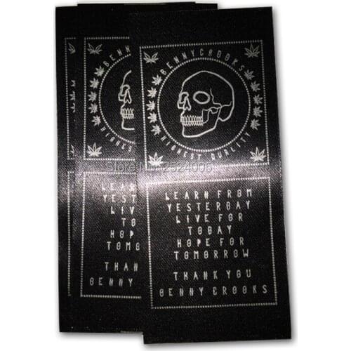Free shipping customized clothing care labels/woven labels/garment printed tags/black silk printed with silver 1000 pcs a lot